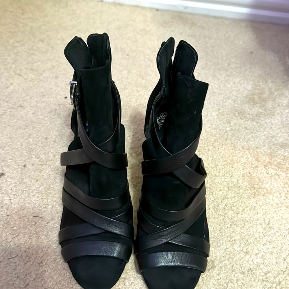 Black suede heels.